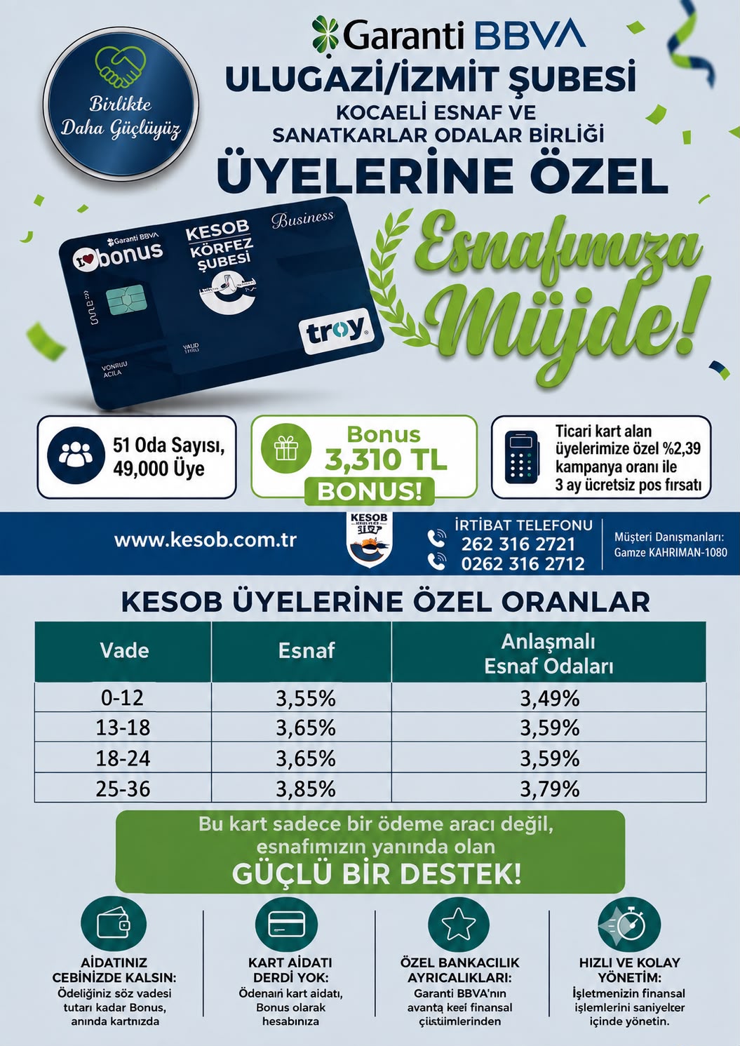 Garanti BBVA Kesob Üyelerine Özel İndirim